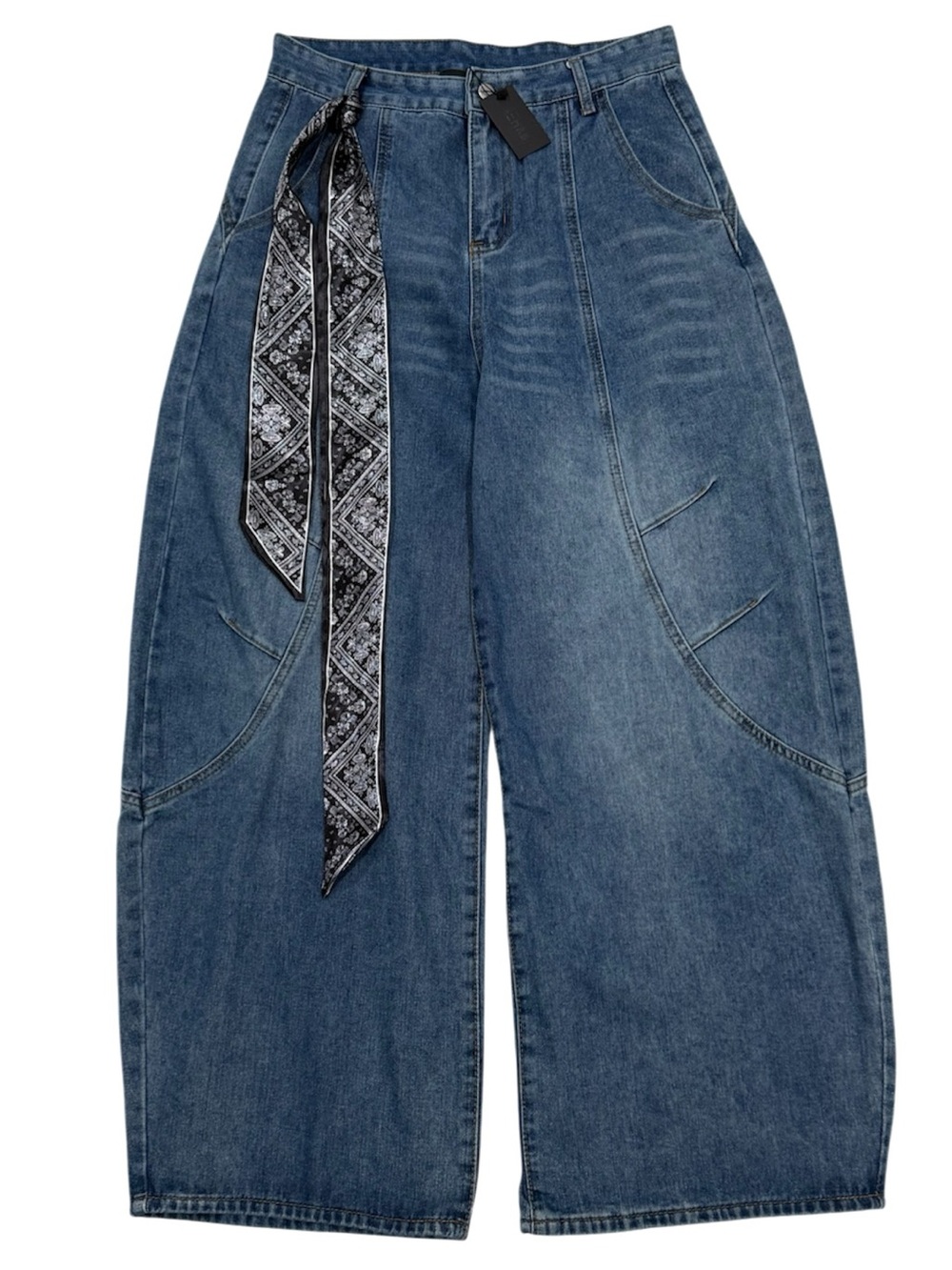 NWT Rehab Bandana Tie Wide Leg Denim Jeans 2XL